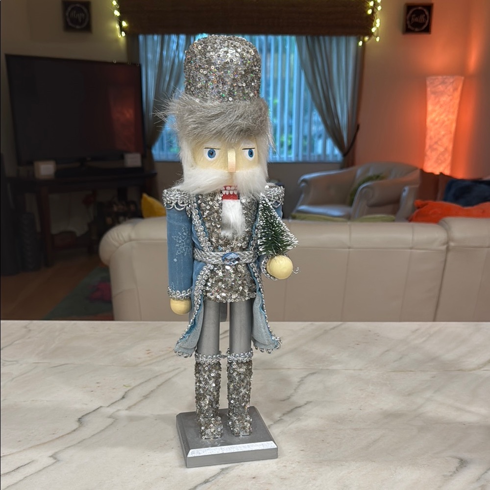 Silver and Blue Nutcracker Figurine
